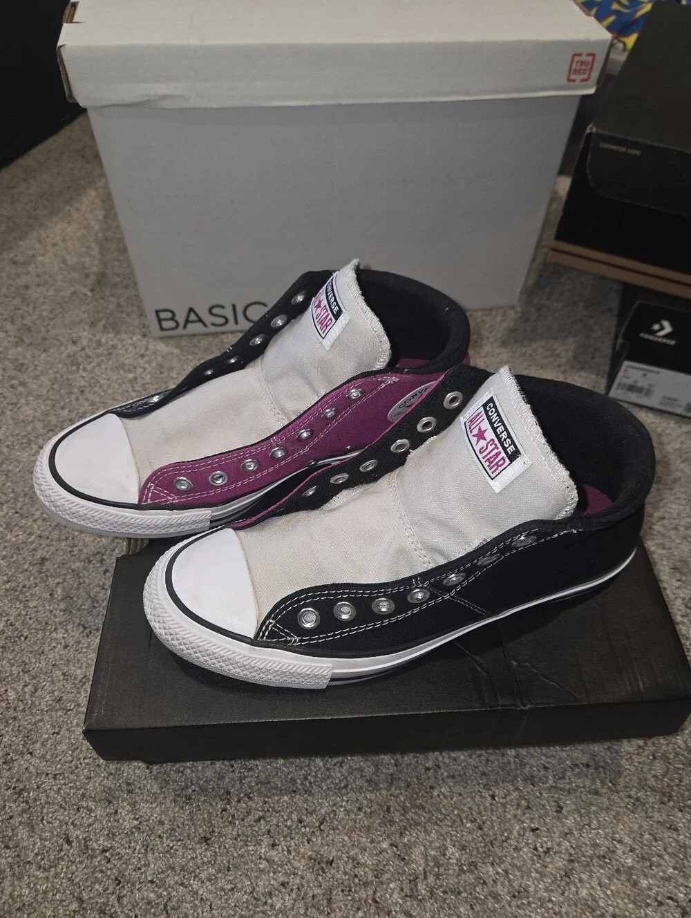 Converse Two-Tone Padded High Top Sneakers Pink & Black Womans Size 9